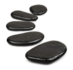 Sticker - Zen basalt stones on white background