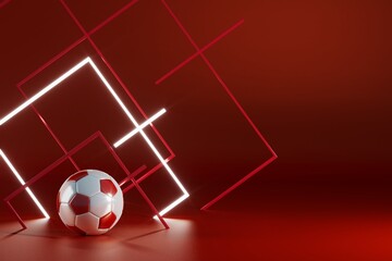 Wall Mural - football balls object, sport ball design, football element concept, 3d illustration, abstract football technology, smartphone mobile screen, green grass field, online sport live, casino sport business