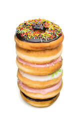 Sticker - Stack of glazed doughnuts isolated on white background