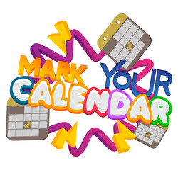 Fototapete - Mark Your Calendar. Word written with Children's font in cartoon style.