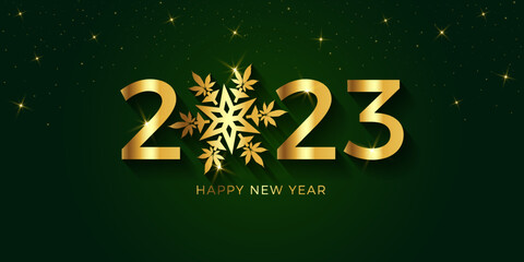 Wall Mural - Happy New Year 2023 marijuana snowflake