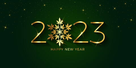 Wall Mural - Happy New Year 2023 marijuana snowflake