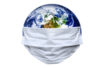 Wall Mural - the whole earth is quarantined, the earth is wearing a maskcoronavirus and air pollution pm2.5 conce