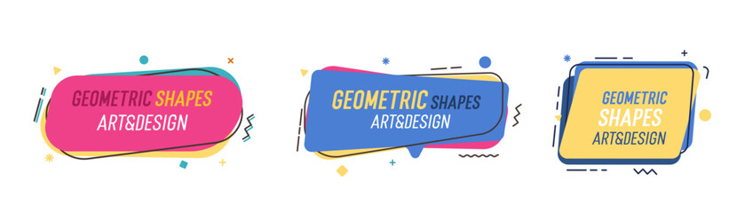 Aufkleber - Set of modern organic shapes. Fluid vector trendy elements. Template graphics with geometric speech bubbles and banners with frames to put your own text
