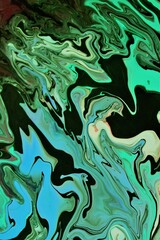 Wall Mural - Abstract black and green marble background. The effect of natural stone. Acrylic paint spreads freely and creates an interesting pattern. Background for the cover of a laptop, notebook.
