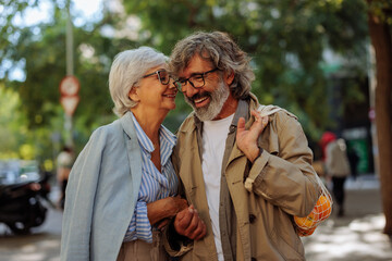 Wall Mural - Senior couple have fun outdoors.