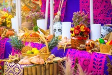 Colorful Altar Of The Dead In Day Of The Dead In Mexico