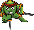 Vector illustration of turtle mascot with ninja pose