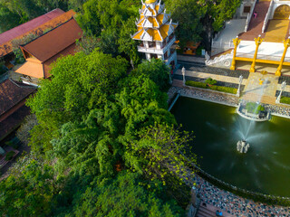 Aerial view of Buu Long Pagoda in Ho Chi Minh City. A beautiful buddhist temple hidden away in Ho Chi Minh City at Vietnam