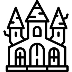 Poster - haunted house line icon