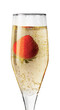 Champagne strawberry champagne flute drink isolated alcoholic closeup