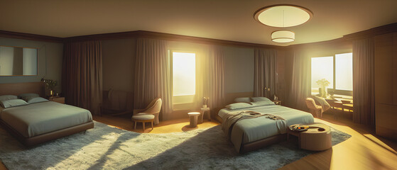 Wall Mural - Artistic concept painting of a beautiful bed room interior