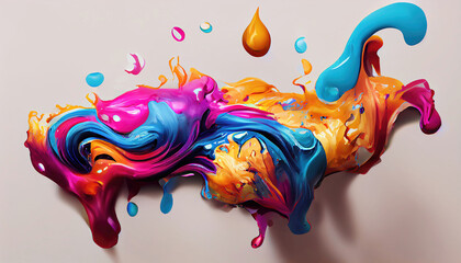 Colorful liquid drops of paint splash as abstract background