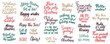 © beskovaekaterina - Vector holiday set of hand written phrases about Christmas, New year and winter. Script lettering designs for greeting cards and poster. Cute quotes with seasonal warm wishes. Merry Christmas text.