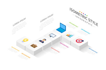 Isometric Infographic template for business. 7 Steps Modern Timeline diagram in Technology concept, corporate isometric presentation vector infographic.