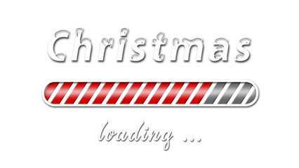 Fototapete - Christmas loading greeting card - white lettering and loading bar on transparent background - 3D Illustration