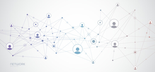 Aufkleber - Network background. Connections with points, lines, and people icons. Vector technology background
