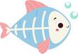 Cute x-ray fish. Cartoon sea animal character for kids and children