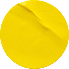 Wall Mural - yellow round paper sticker label isolated on white background