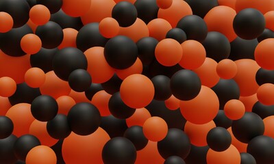 Sticker - Abstract 3d background. 3d rendering with black and orange  balls. Halloween background.