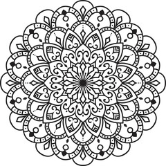 Wall Mural - Anti-stress coloring book page for adults.Oriental mystical pattern.Yoga mandala.