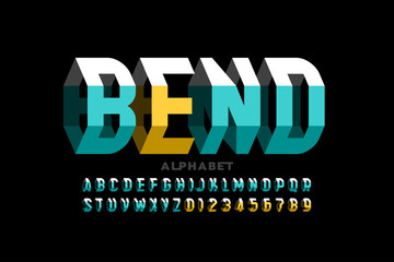 Poster - Bending 3D style font design, alphabet letters and numbers vector illustration
