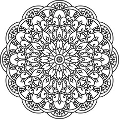 Mandala white background.Adult coloring page