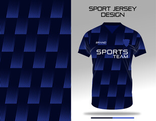 Wall Mural - Blue navy pattern sport jersey uniform textile design for soccer, football, volleyball, badminton club. Sublimation printing fabric vector design.  