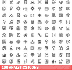 Poster - 100 analytics icons set. outline illustration of 100 analytics icons vector set isolated on white ba