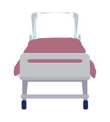 Fototapete - Hospital bed semi flat color vector object. Editable element. Full sized item on white. Comfortable furniture for patients simple cartoon style illustration for web graphic design and animation