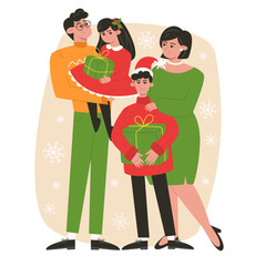 Wall Mural - Happy family together at Christmas