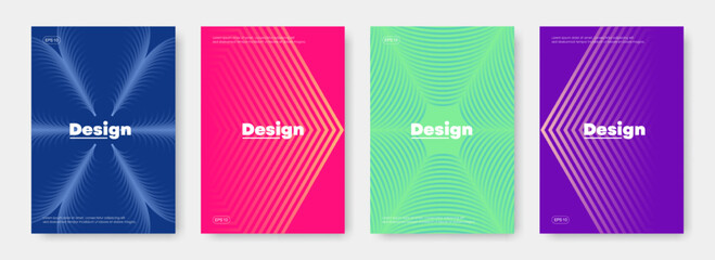 Wall Mural - Set of cover design templates with lines for banners, posters, flyers, brochures, and page layouts other. Vector, 2022-2023