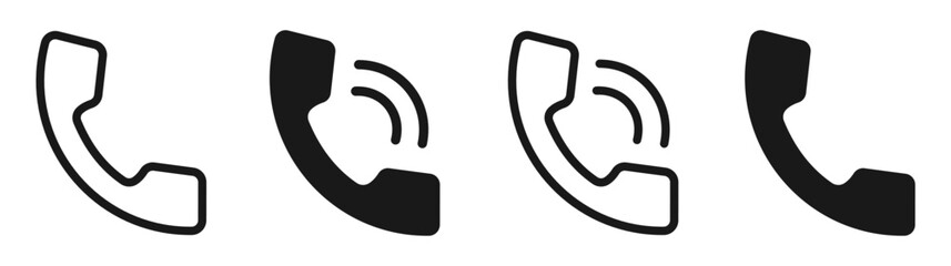 Poster - Contact us. Phone icon set. Ringing phone. Telephone, call, communication signs. Icon in flat and line styles. Isolated. Editable stroke. Vector illustration