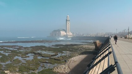 Wall Mural - View of Hassan II mosque in a hot day - Casablanca, Morocco