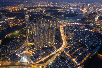 Wall Mural - image aerial view of Landmark 81 is a super-tall skyscraper currently under construction in Ho Chi Minh City, Vietnam. It is the tallest building in Vietnam