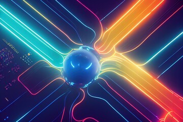 Poster - Futuristic technology abstract background with lines for network, big data, data center, server, internet, speed. Abstract neon lights into digital technology tunnel.