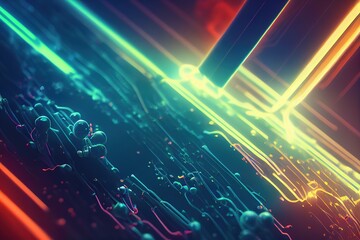 Poster - Futuristic technology abstract background with lines for network, big data, data center, server, internet, speed. Abstract neon lights into digital technology tunnel.