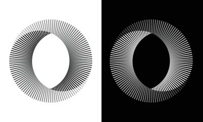 Wall Mural - circle abstract background. yin and yang symbol. illusion of dynamic transition. black lines on a wh
