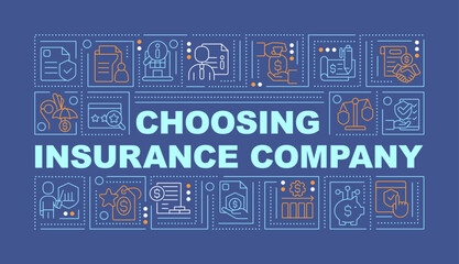 Wall Mural - choosing insurance provider word concepts dark blue banner. coverage. infographics with editable ico