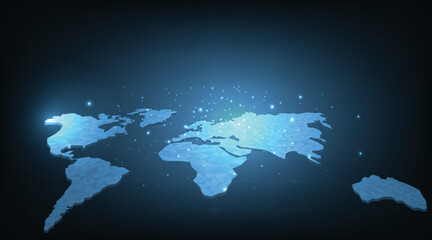 Poster - World map style technology concept.World map polygon technology on dark blue background.dots and structures vector illustration EPS 10.