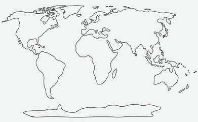 Wall Mural - Freehand world map sketch on white background..