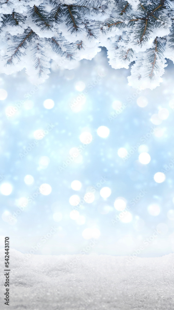 Screensaver wallpaper for smartphone with winter background. Christmas