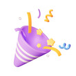 © Kari_designer - Purple Party Popper Emoji icon with confetti. illustration of 3d rendering.