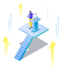 Wall Mural - business conference - modern isometric banner