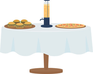 Poster - Table served for bachelor party semi flat color raster object. Full sized item on white. Part of house arrangement simple cartoon style illustration for web graphic design and animation