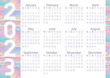Vector. Calendar 2023. Geometric Pattern. Neon, Holography, Gradient, Shapes. Circles, Squares, Triangles.