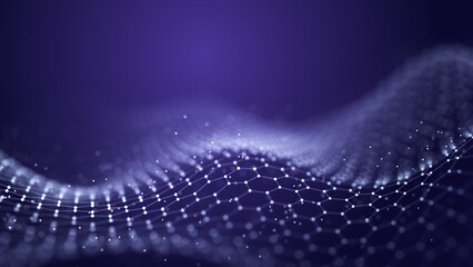 Poster - abstract wave of musical sounds. smooth information transfer. 3d rendering.