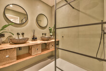 Bathroom With Sinks And Mirror