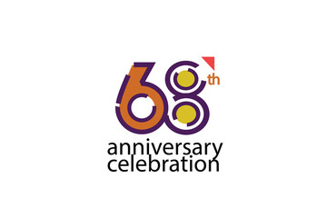 68 year anniversary celebration abstract style logotype. anniversary with purple, yellow, orange col