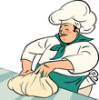 chef man kneading dough, cooking cooking restaurant baking bread product